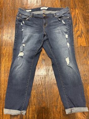 Torrid Distressed Medium Blue Boyfriend Jeans